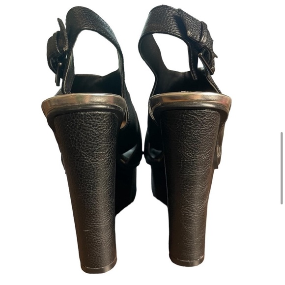 Euc G by Guess wedge sandals, high heel, black, size 7. - Picture 7 of 8